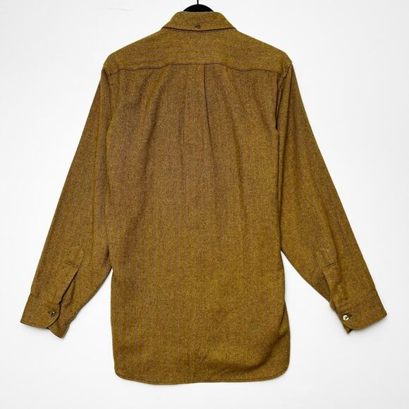 Vintage 1960s Pendleton Wool Button Down Shirt Mustard Brown Mens M - Picture 2 of 9